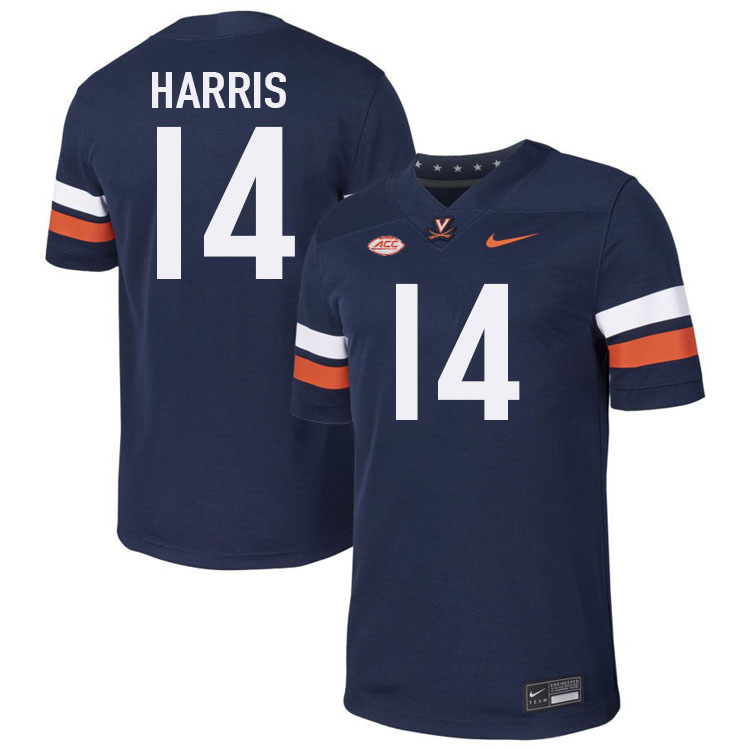 Virginia Cavaliers #14 Trell Harris College Football Jerseys Stitched-Navy